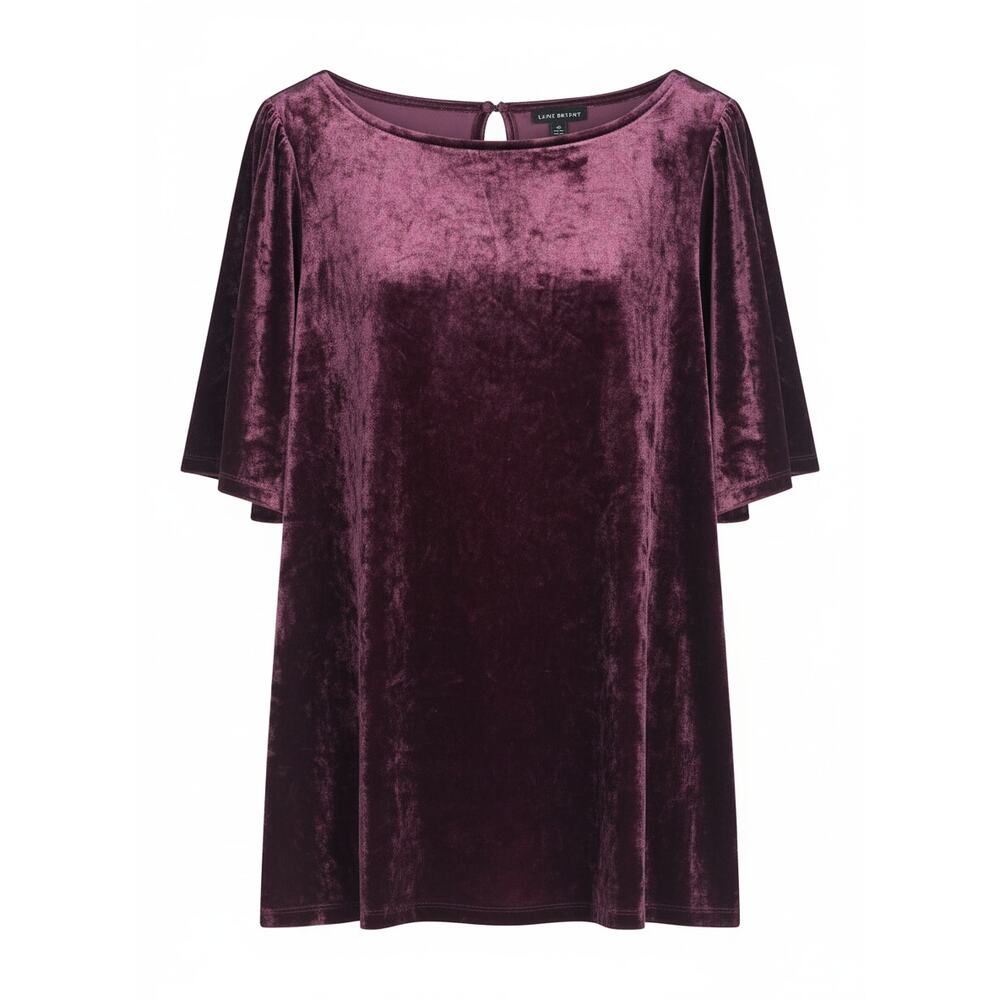 Lane Bryant Womens 22/24 Whimsigoth Grunge Velvet Flutter Sleeve Keyhole Blouse